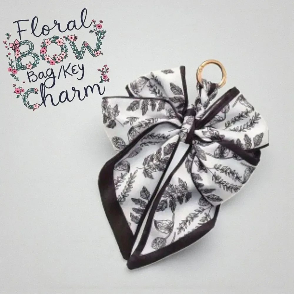 Floral Bow Bag Key Charm